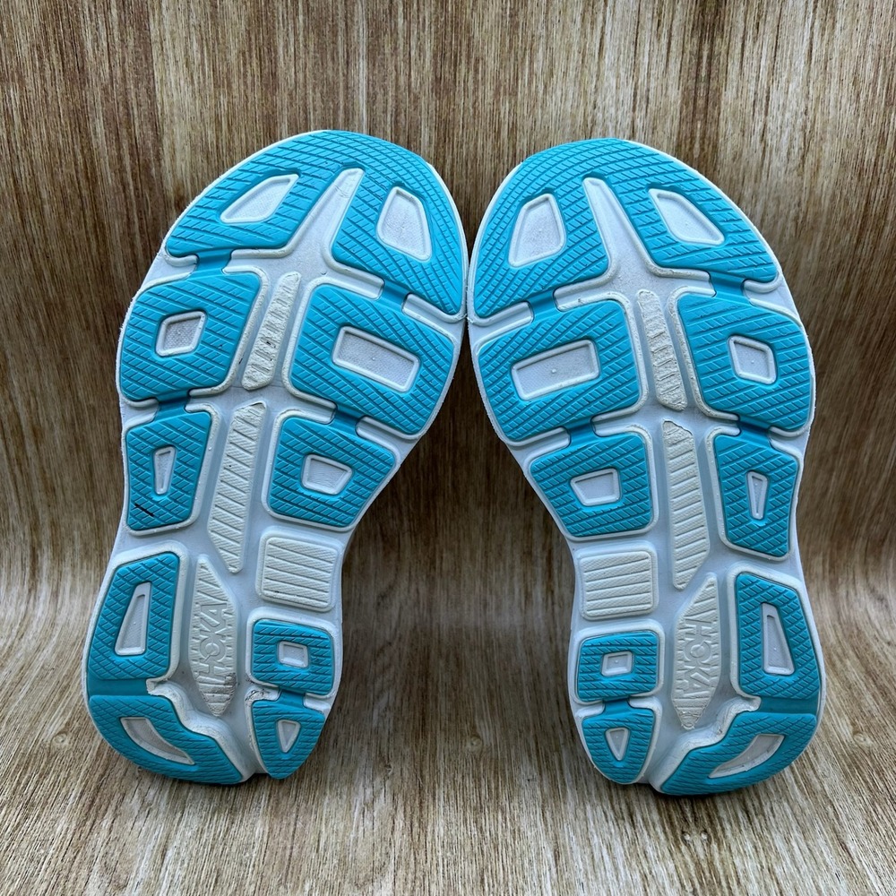 Hoka One One Bondi 9 Women's Size 7.5 White Blue Running Shoes 1162012 FTCL - Picture 8 of 10